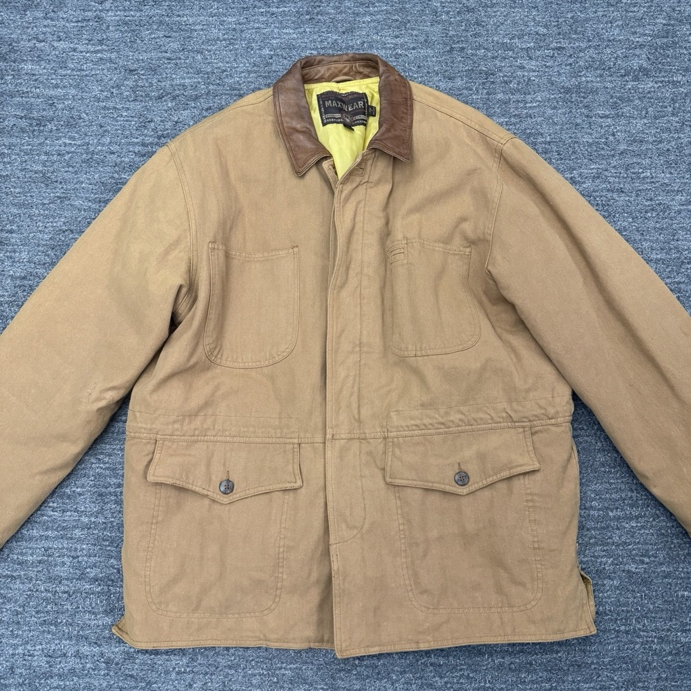Vintage Maxwear Barn Chore Coat Jacket Large Removable Liner Workwear Leather - Picture 16 of 16